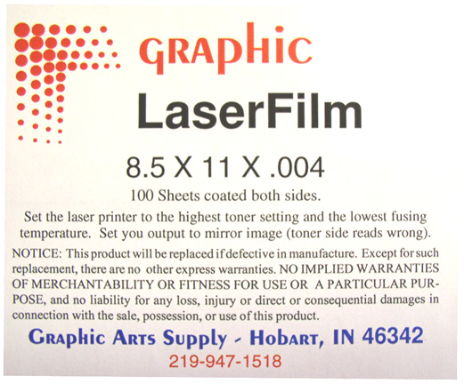 (image for) LF8511 Standard S4 Matte Laser Film 8 1/2" X 11" .004 100/box